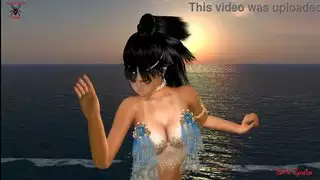 فتاة خيالية زرقاء راقصة شرقية في الثلاثي السلطان مع بي بي سي والجنس المتشددين